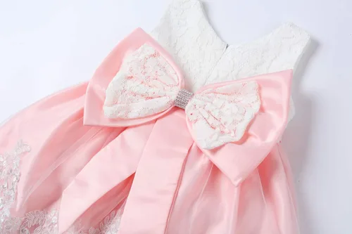 Miniatura 7 de LZH - Vestido para niñas bebé con volante, encaje, espalda descubierta y lazo - Incluye accesorio para la cabeza - Vestido con flores para desfile
