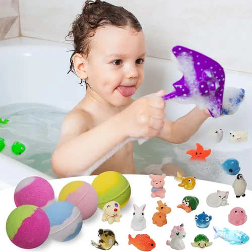 Miniatura 5 de Bombas de baño para niños con juguetes en el interior para niñas y niños, paquete de 30 bombas de baño de regalo con sorpresa, bolas de baño