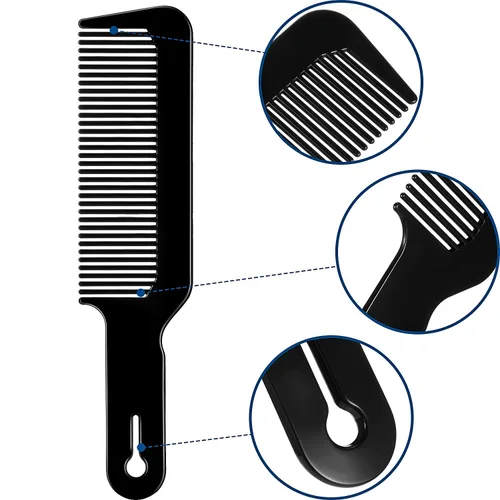 Miniatura 4 de Boao Peines de peluquero de 3 piezas con parte superior plana, corte de pelo para corte de pelo para corte plano y cortadora (negro)