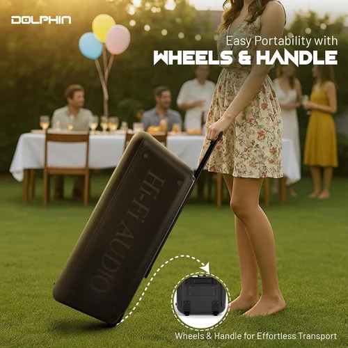 Miniatura 5 de Dolphin Altavoz Bluetooth dual de 10 pulgadas para fiestas, altavoz grande de 1000 W con 2 micrófonos inalámbricos, graves potentes, luces LED