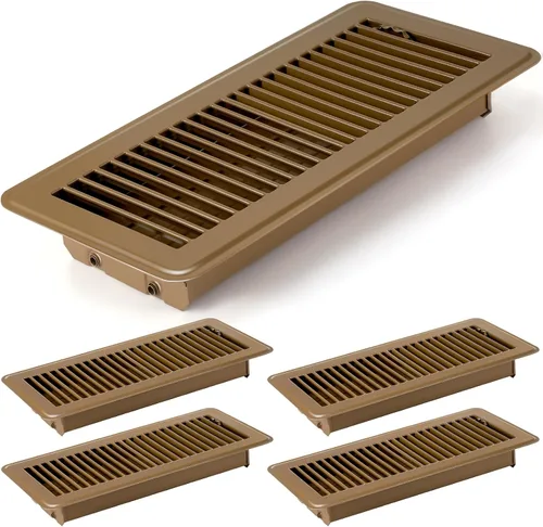 Miniatura 12 de Retisee 4 cubiertas de ventilación de registro de piso de 4 x 12 pulgadas, rejillas de ventilación de piso de acero resistente con flujo de aire