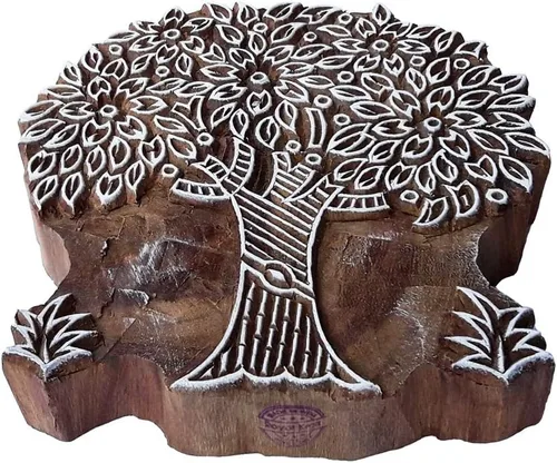 Miniatura 18 de Sello de madera de arcilla Patrón de árbol grande Bloque de impresión grande