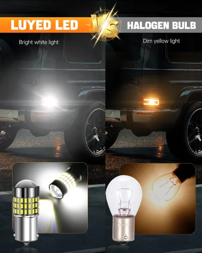 Miniatura 24 de 1156 Bombillas LED Ámbar Amarilla Luz de Señal de Giro 400% de Brillo 1141 1003 7506 Bombillas LED P21W Usadas para Luces Intermitentes Luz Trasera