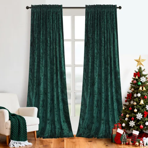 Miniatura 12 de Cortinas de Terciopelo Chartreuse Aplastado de Lujo Juego de 2 Paneles - 84 pulgadas de Largo para Oscurecer la Habitación Cortinas de Terciopelo