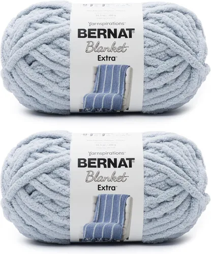 Miniatura 18 de Bernat - Estambre para mantas Extra Negro, 2 paquetes de 300g/10.5 onzas, poliéster, #7, jumbo, tejido de punto/ganchillo