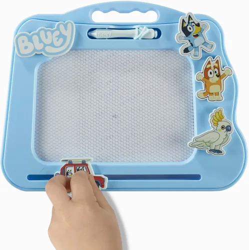 Miniatura 6 de Bluey Travel - Almohadilla magnética para garabatos con bolígrafo y 3 sellos, dibuja y borra sin ensuciar, azul