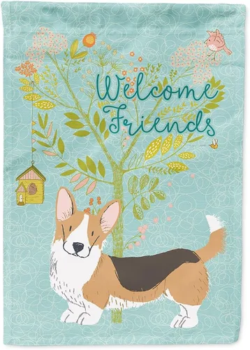 Miniatura 30 de Caroline's Treasures BB7594GF Bandera de jardín de Husky siberiano con texto en inglés "Welcome Friends" - Bandera decorativa para patio exterior