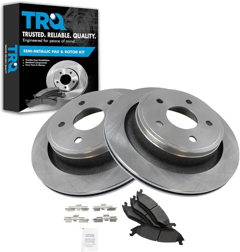 Miniatura 178 de TRQ Juego de pastillas de freno semimetálicas traseras y rotores compatibles con Chevrolet Trailblazer 02-06 Trailblazer EXT 04-06 SSR 02-07 GMC