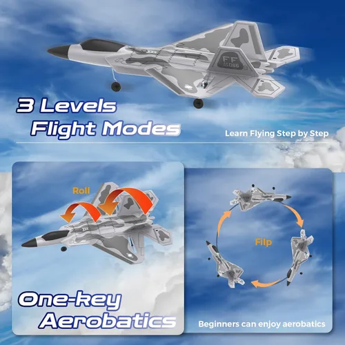 Miniatura 4 de CKYSCHN F22 - Avión de control remoto - Avión de combate RC de 4 canales para principiantes y adultos con luces, avión RC RTF de 2.4GHz
