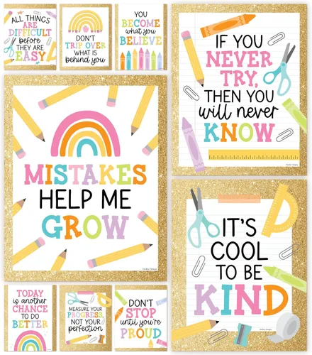 Miniatura 21 de Hadley Designs Póster motivacional para decoración de aula, 9 pósteres de aula de mentalidad de crecimiento, decoración de pared inspiradora
