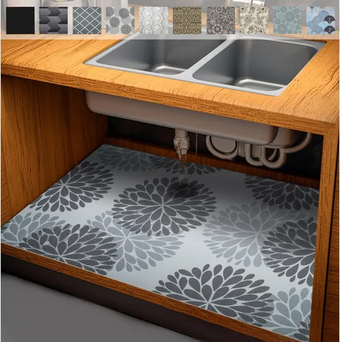AiBOB Tapete impermeable para debajo del fregadero, forros absorbentes de secado rápido para fregadero que protegen los gabinetes, forros duraderos
