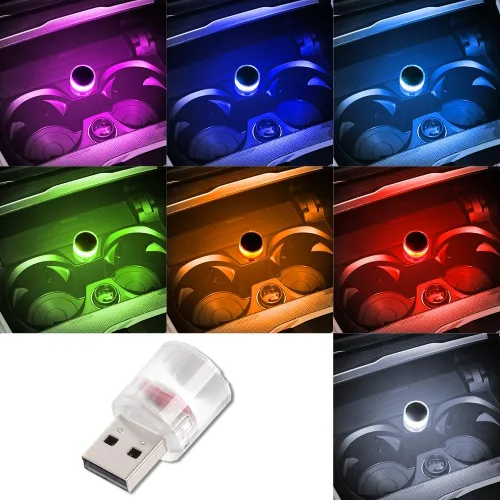 Miniatura 9 de Lámpara LED USB para interior de coche, luces LED USB mini universales para decoración de coche, luz nocturna LED USB mini enchufable, luz LED USB