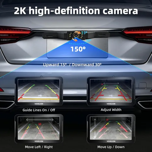Miniatura 3 de Kit de cámara de respaldo para camión, monitor HD 2K de 7 pulgadas, vista frontal y trasera, visión nocturna, impermeable IP69, líneas de rejilla