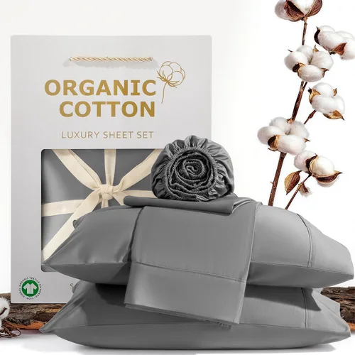 Miniatura 7 de SONORO KATE 100% Organic Cotton Sheets Set - 1000 High Thread Count, GOTS Certified Long Staple Cotton Bed Sheets, Soft, Breathable 5-Star Hotel