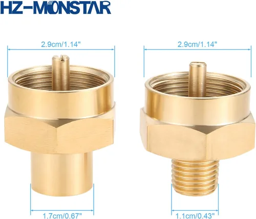 Miniatura 4 de Kit adaptador de repuesto de botella de gas propano de 1 libra, incluye conector de latón de tanque hembra NPT de 1/4 pulgadas y rosca NPT macho