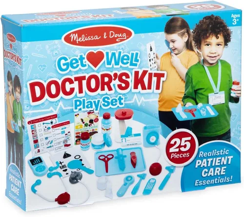 Melissa & Doug Medical Play Bundle - Kit de dentista Super Smile de 25 piezas con dientes de gran tamaño y kit médico de 25 piezas con herramientas