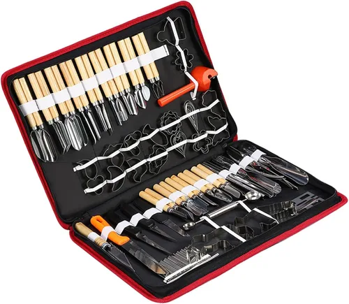 Miniatura 9 de Kit mejorado de 80 piezas de tallado de calabaza para adultos y niños con herramientas de escultura de detalles profesionales, juego de cuchillos