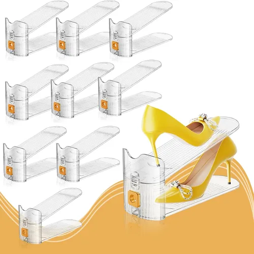 Miniatura 20 de FENRUNXU Organizador de zapatos para armario, organizador de zapatos apilables de doble capa, estante para zapatos, ahorro de espacio del 50%