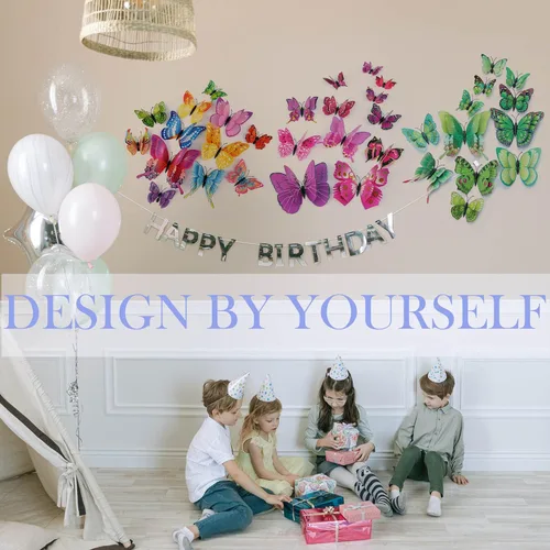 Miniatura 3 de OPSEAM - Calcomanías 3D de mariposa, 24/48 unidades, para decoraciones de pared, fiestas, con imanes (morado, 24)