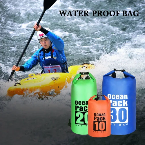Miniatura 5 de Bolsa seca impermeable con correa desmontable ajustable de 10 l/20 l/30 l, bolsa superior enrollable mantiene el equipo seco para kayak, canotaje