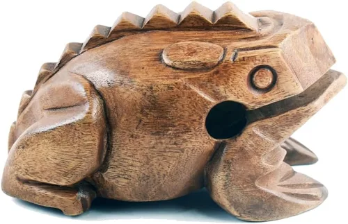 Miniatura 9 de Rana guiro pulgadas bloque de madera instrumento musical percusión Instrumento musical tamaño perfecto Madera natural Güiro Frog.