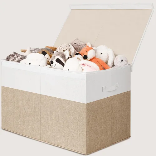Miniatura 9 de INDRESSME Caja de juguetes de 25 x 13 x 16 pulgadas, organizador de almacenamiento de juguetes con tapa, plegable, resistente, contenedor