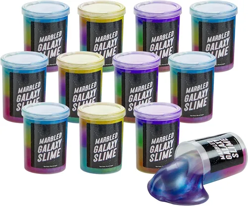 Slime de unicornio de galaxia marmolada – Paquete de 12 – Kit de unicornio cósmico para estimulación sensorial y juego creativo, regalo perfecto de