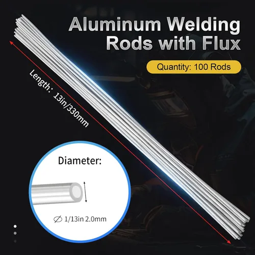 Miniatura 3 de Varilla de soldadura de aluminio de 100 varillas con fundente 1/13, reparación de aluminio, solución simple de aluminio para soldadura fuerte