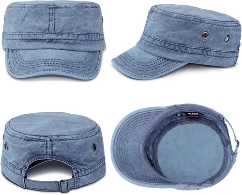 Miniatura 4 de Geyoga 3 unidades Cadet Army - Gorras de algodón lavado militar para tapas planas ajustables estilo militar sombrero unisex