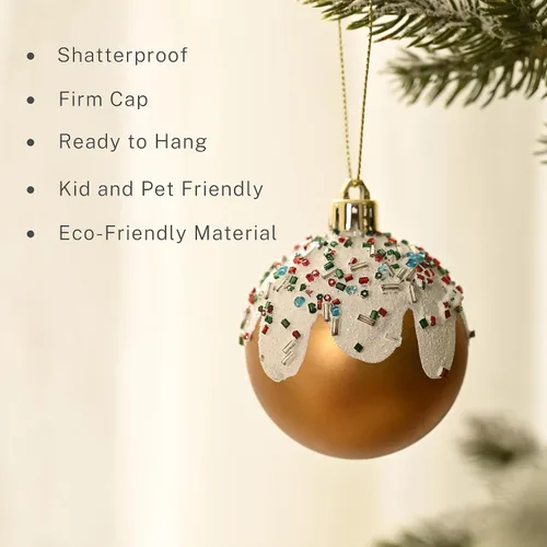 Miniatura 5 de DecorbyHannah - Juego de adornos de Navidad de pan de jengibre, 21 piezas, adornos rojos, verdes y dorados para árbol de Navidad, bolas colgantes