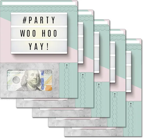 Miniatura 107 de Tarjeta de boda, con dos aperturas de tira para desgarrar, con ventana de plástico transparente que deja ver dinero, cheques o tarjetas de regalo