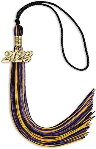 Miniatura 92 de Endea Graduation Borla mixta de triple color con gota de fecha dorada (negro/dorado/blanco, 2021)