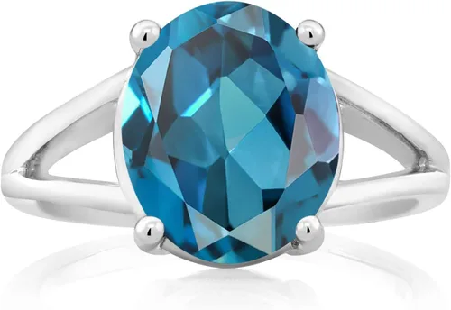 Miniatura 37 de Gem Stone King Anillo solitario con piedra preciosa de 3.00-7.00 quilates Plata de ley 925 Ovalado de 0.47 x 0.49 pulgadas Anillo