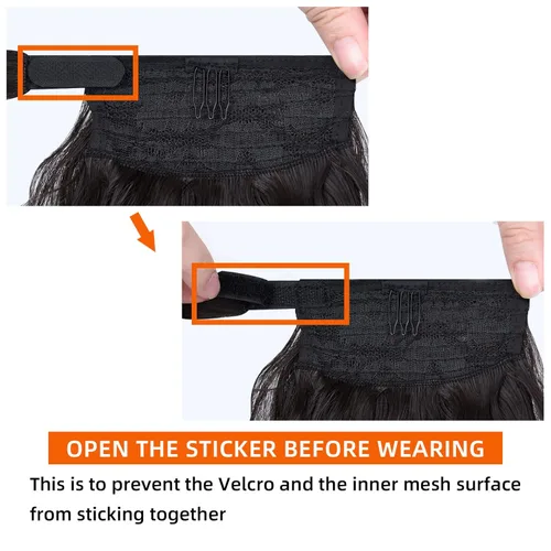 Miniatura 8 de Extensión de cola de caballo ondulado, con clip negro, 16 pulgadas, 4.2 onzas, extensiones de cabello sintético envolvente, aspecto real, peluca