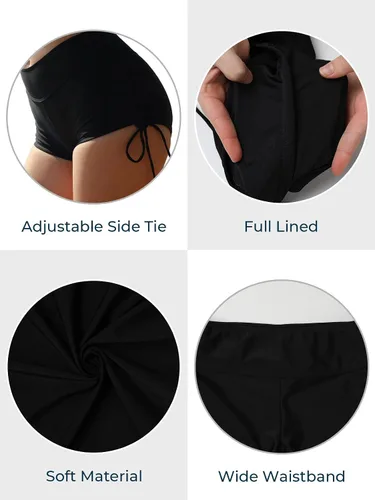 Miniatura 5 de MiYang Pantalones cortos de natación para mujer, parte inferior de vestido de baño Pantalones cortos de correr para yoga con lazo ajustable.