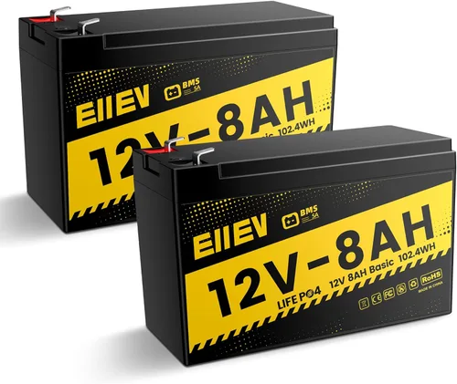 Batería de litio de 12 V 8 Ah, batería LiFePO4 de 4000 ciclos de 12 V BMS 5A integrada, baterías recargables de fosfato de hierro y litio de ciclo