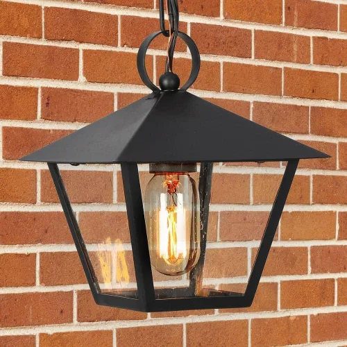 LALUZ Luces colgantes negras para exteriores, impermeables, para exteriores, para colgar en el techo, 1 luz, antioxidante, luz de porche al aire
