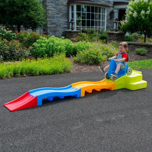 Miniatura 2 de Simplay3 Montaña rusa expandible de lujo con pistas, pista de carreras de descenso para niños en crecimiento, juguete para niños en interiores