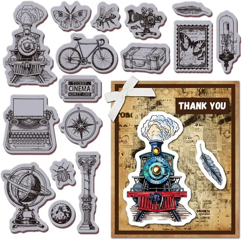 Miniatura 11 de GLOBLELAND Diario de arte con fondo de goma, sello de soporte de arte, sellos de guión para hacer tarjetas y álbumes de fotos, decoración y álbum