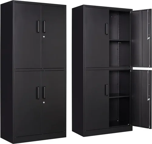 Miniatura 19 de STANI Archivador lateral de 2 cajones - Armario de almacenamiento de metal con cajones de bloqueo para archivos de tamaño carta / A4 (negro)