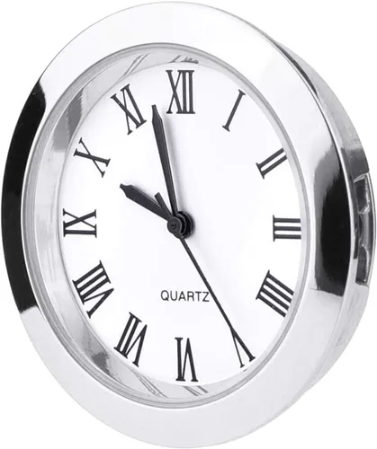 Miniatura 3 de Inserto de reloj de cuarzo redondo de 1-1/2 pulgadas (1.457 in) con números romanos para agujero de 1.378 in de diámetro (bisel plateado)