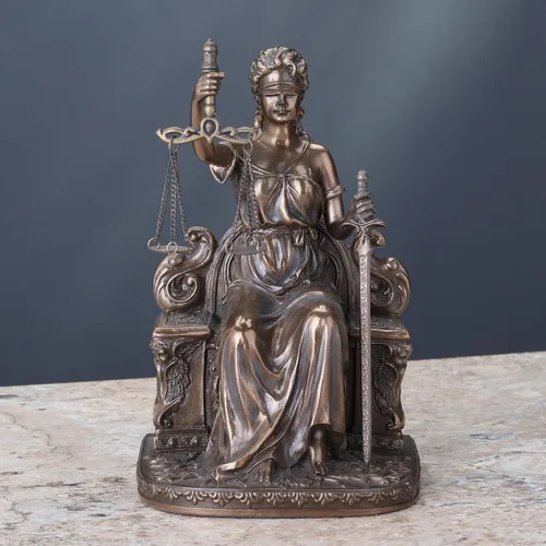Miniatura 4 de Señora Justicia sentada con escamas y espada estatua Le Justica