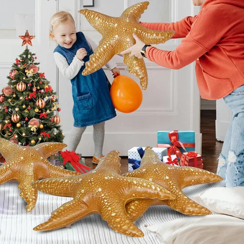 Miniatura 5 de Jet Creations Inflatable Aquatic Animal 4pc Pack: Shark, Dolphin, Goldfish, Starfish, Crab, Penguin. 20+ inch Long. Pool Toys, Photo Prop, Theme