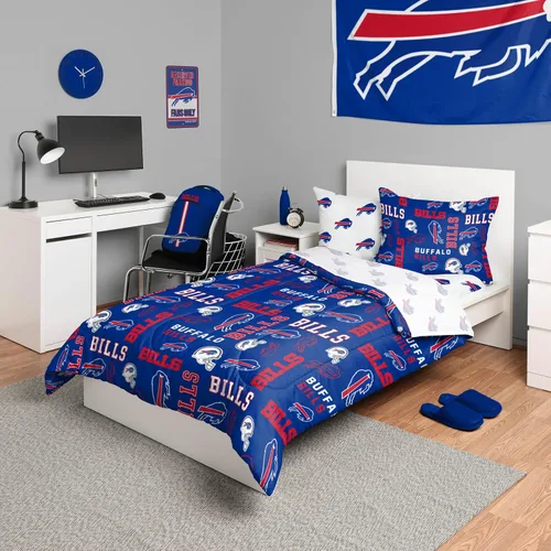 Miniatura 7 de FOCO Juego de ropa de cama unisex para adultos con logotipo del equipo de la NFL, sábanas y fundas de almohada, juego de ropa de cama de 5 piezas