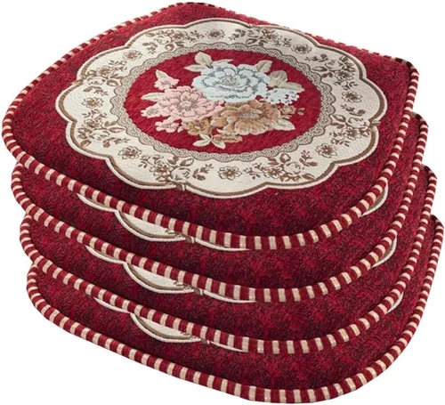 Miniatura 23 de EORNOW Juego de cojines para silla de comedor con lazos, juego de 1/2/4, almohadillas antideslizantes para silla de comedor con funda extraíble