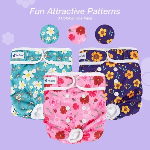Miniatura 5 de Pet Soft Pañales lavables para mujer (paquete de 3) – Pañales para perros femeninos, cómodos pañales reutilizables para perritos en período de calor