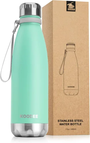 Miniatura 8 de koodee Botella deportiva de agua aislada al vacío de doble pared de acero inoxidable, 17 oz, con forma de botella de refresco, a prueba de fugas