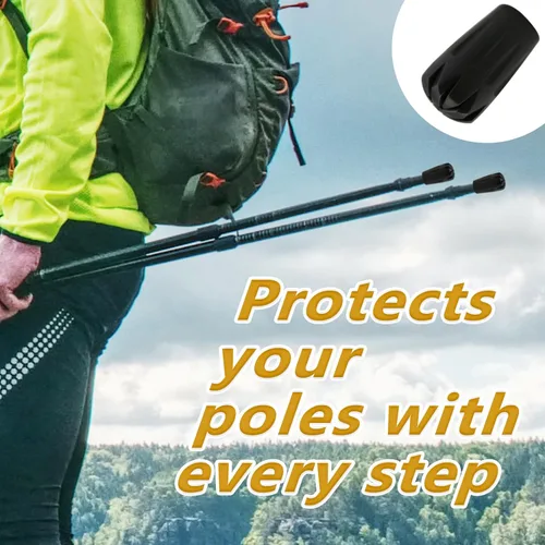 Miniatura 6 de Black Rubber Diamonds - Protectores de punta de repuesto para bastón de trekking – Se adapta a la mayoría de bastones de senderismo estándar