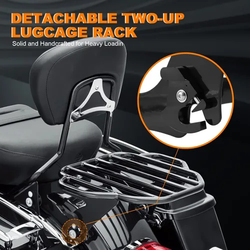 Miniatura 3 de Soporte Negro Desmontable de Equipaje para Dos Plazas para Motocicleta, Montaje Trasero para Harley Touring Street Glide Road King Road Glide