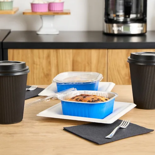 Miniatura 8 de Restaurantware - Moldes desechables, paquete de 100 tazas cuadradas de aluminio para hornear de 10 onzas - Las tapas se venden por separado, listas